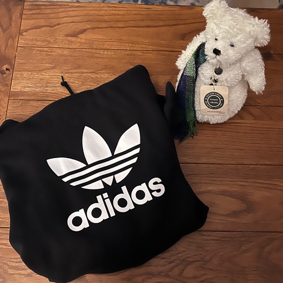 NWT $70 Adidas | Madewell | Trefoil Hoodie in Black with White Trefoil - Picture 7 of 7